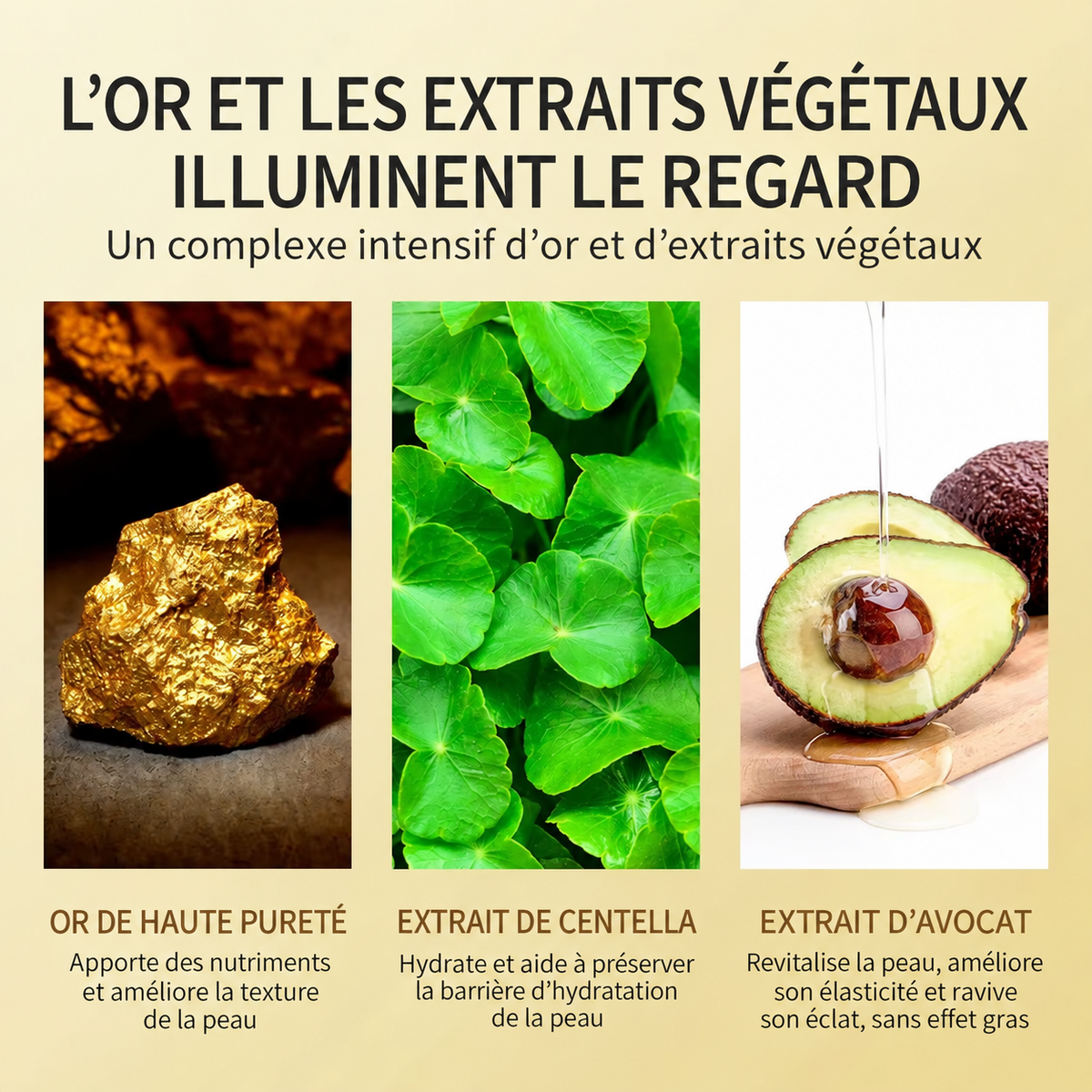 GlowEyes – Patchs Contour des Yeux Or & Avocat